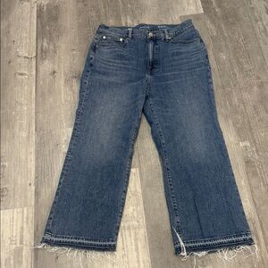 J. Crew Blue Flare Jeans with Frayed Hem size 30 women’s